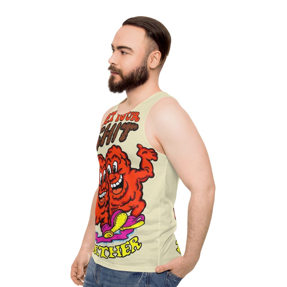 Retro-inspired unisex tank top with "Get Your Shit Together" text - men side