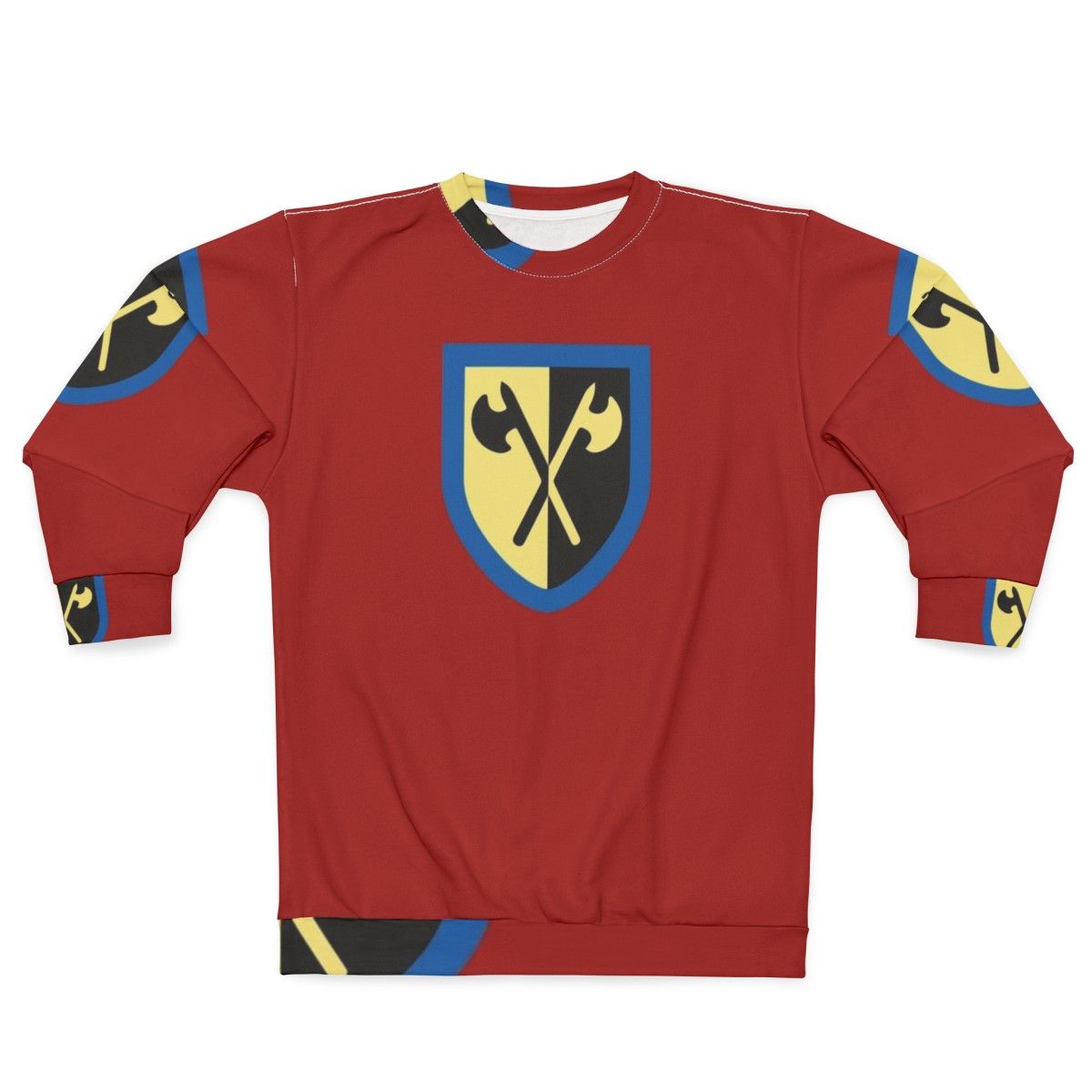 Retro Crusaders Lego Castle Sweatshirt with Crossed Axes Design