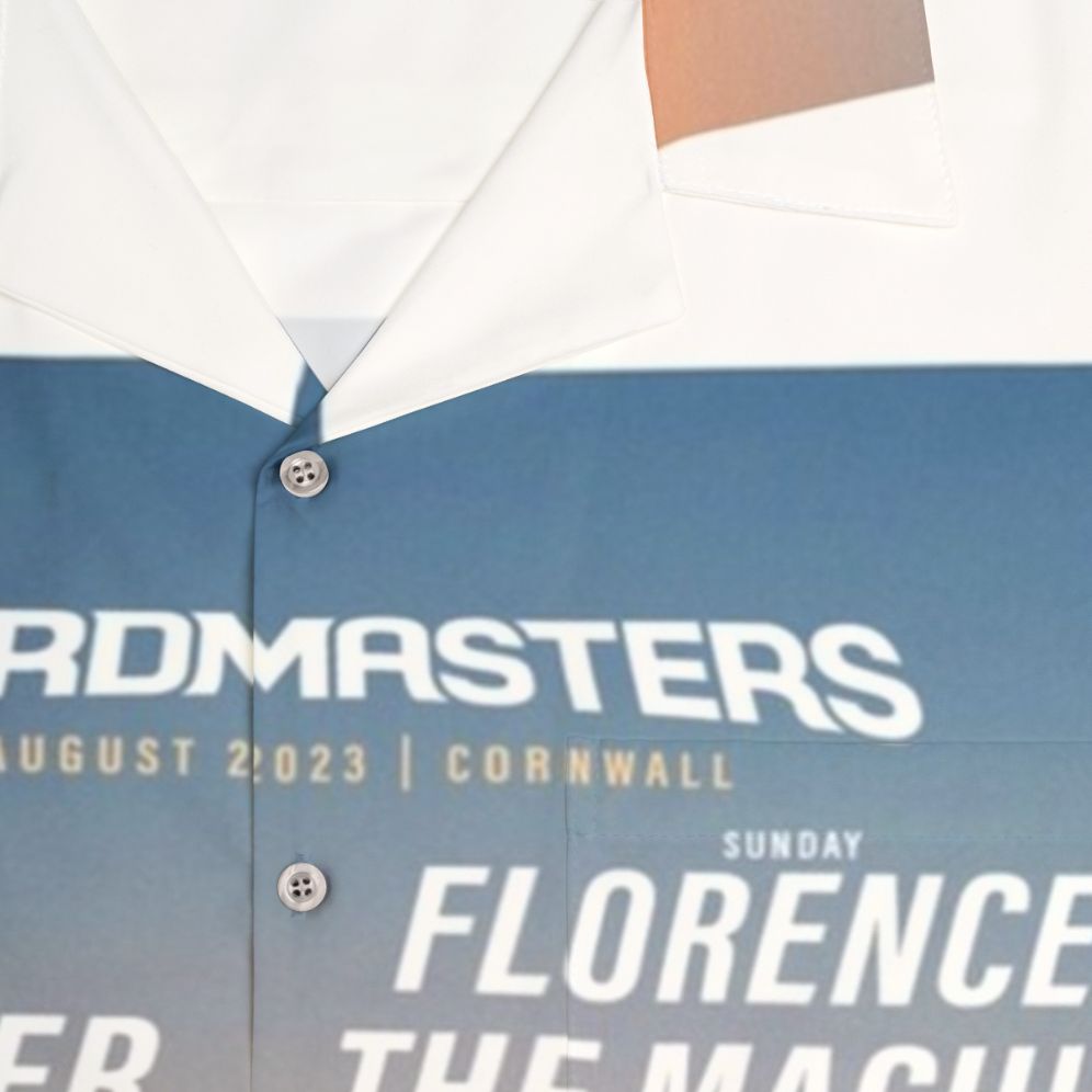 Boardmasters 2023 Hawaiian Shirt featuring surfing and music festival design - Detail