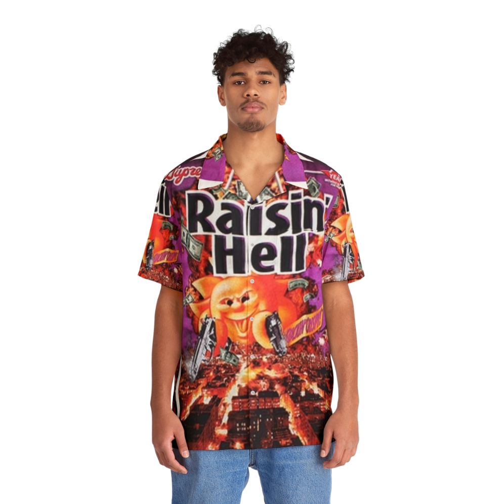 Raisin hell hawaiian shirt with bold pattern - People Front