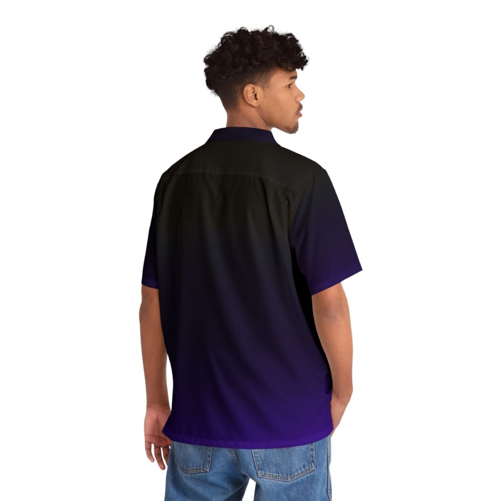 Black and purple gradient Hawaiian shirt with a minimalistic, celestial design - People Back