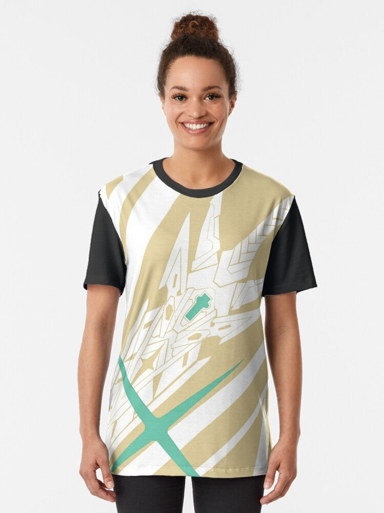 Xenoblade Chronicles The Aegis (Mythra) Graphic T-Shirt featuring the Aegis Mythra from the popular video game series. - Women