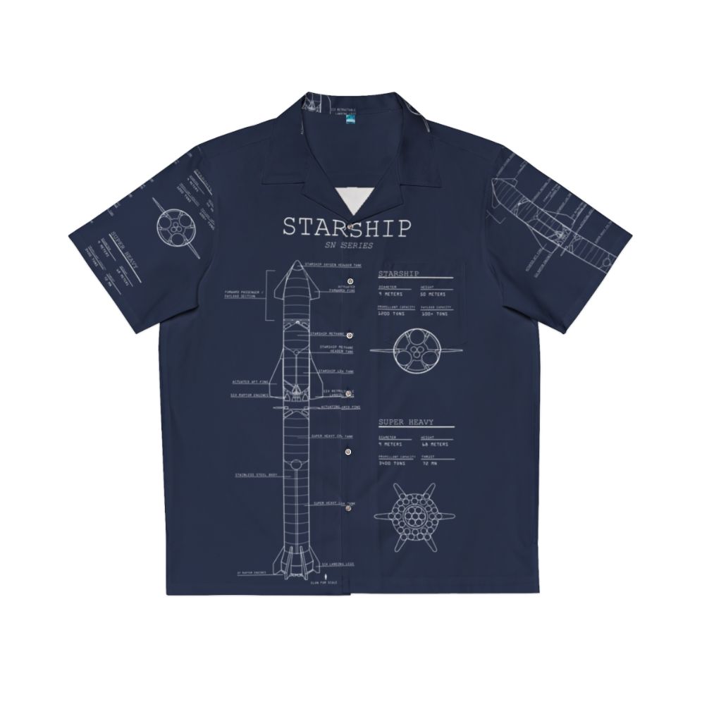 Spacex Starship Superheavy Blueprint Hawaiian Shirt