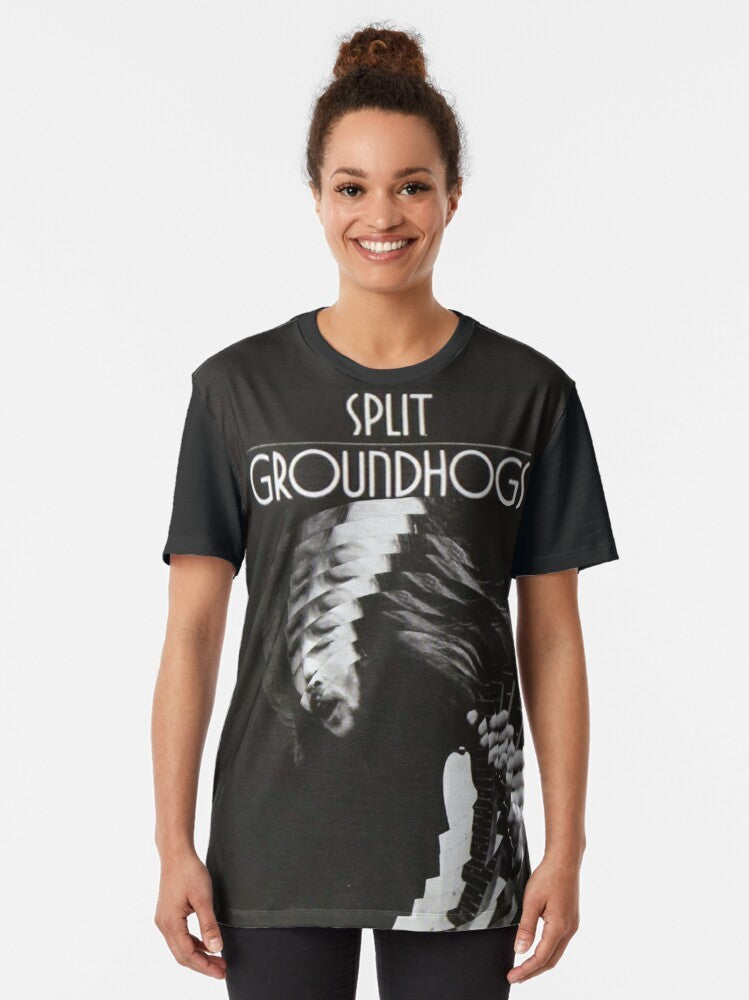 Vintage graphic t-shirt featuring the album cover of "Groundhogs - Split 1971" - Women