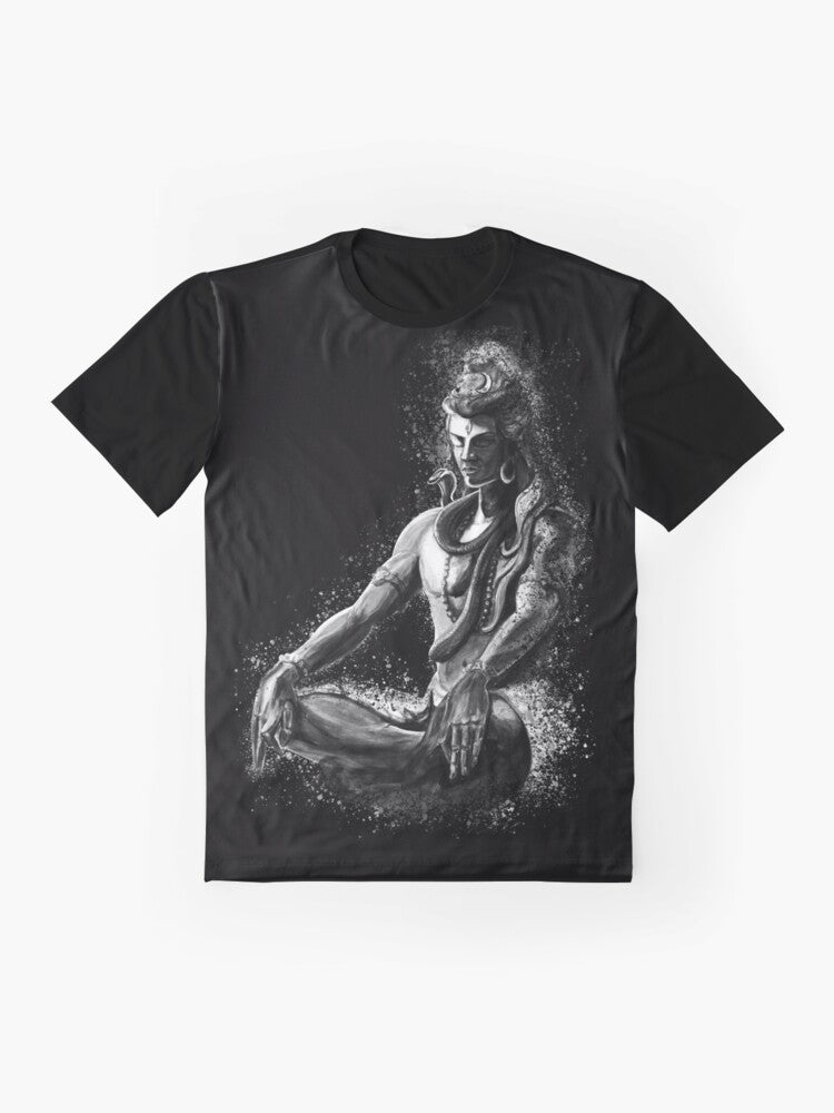 Graphic t-shirt featuring Lord Shiva in a meditative pose - Flat lay