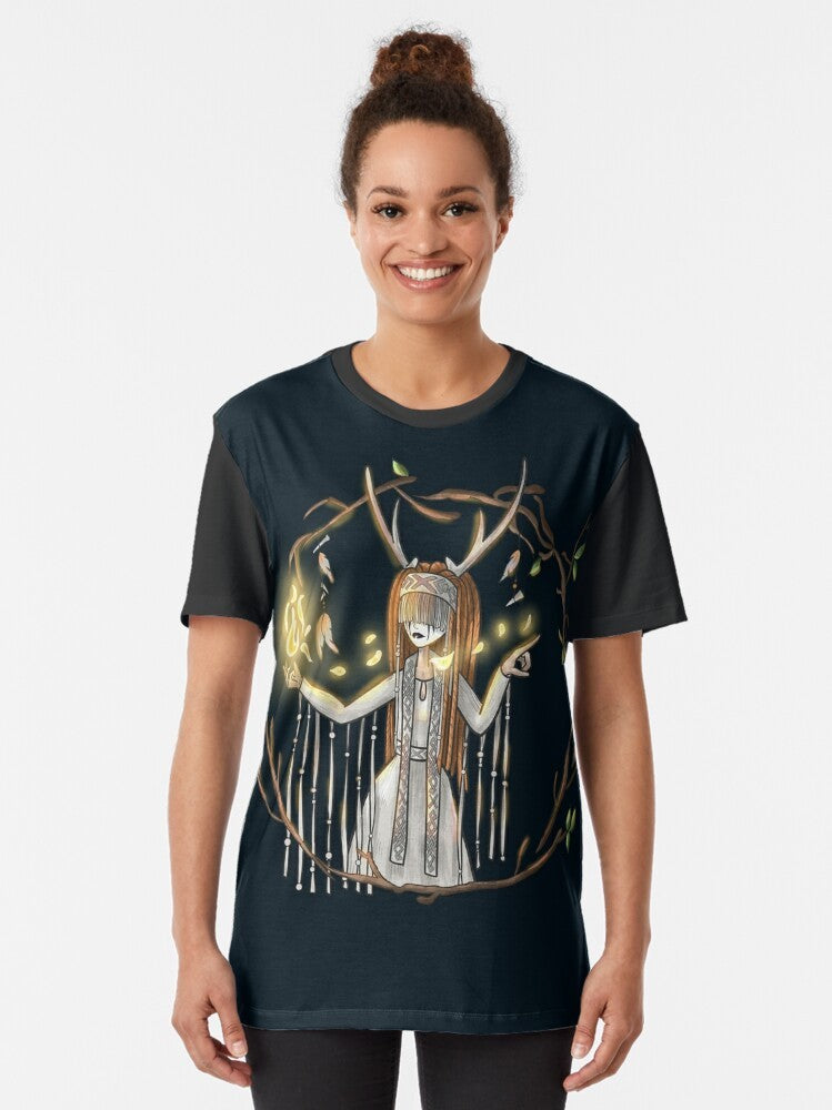 Heilung music-inspired graphic t-shirt with viking, celtic, and fantasy elements - Women