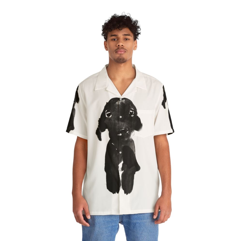 Tropical Black Dog Hawaiian Shirt - People Front