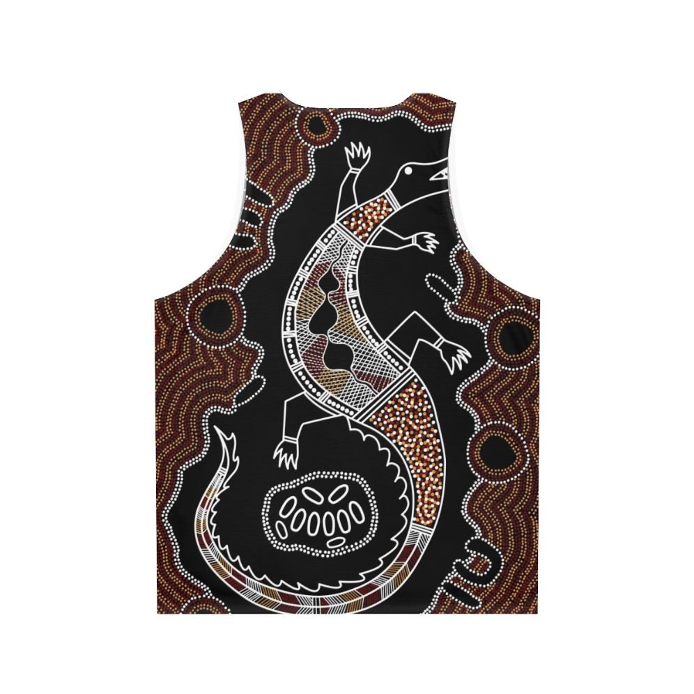 Authentic Aboriginal Art Crocodile Unisex Tank Top - Back