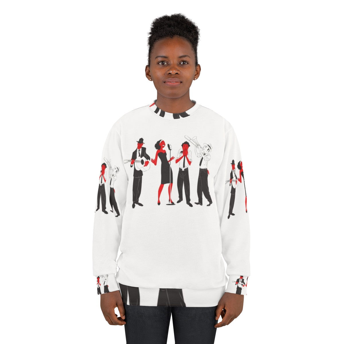 Delta Blues Band Sweatshirt with Focus on Music and Vocals - women