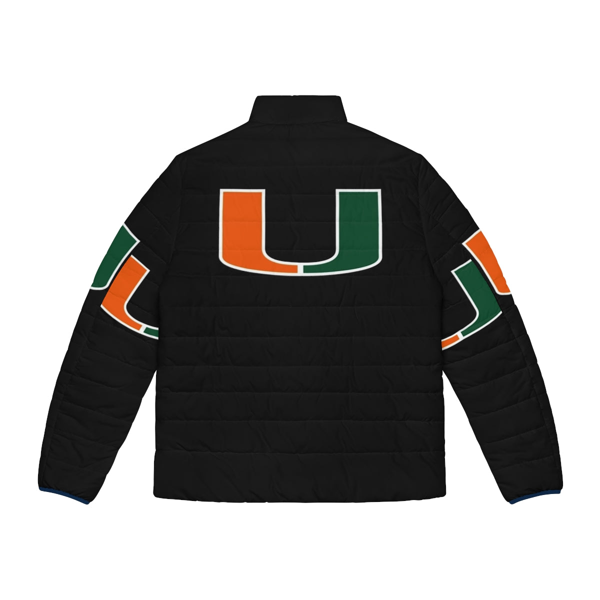 Miami Hurricanes logo printed on an insulated puffer jacket - Back