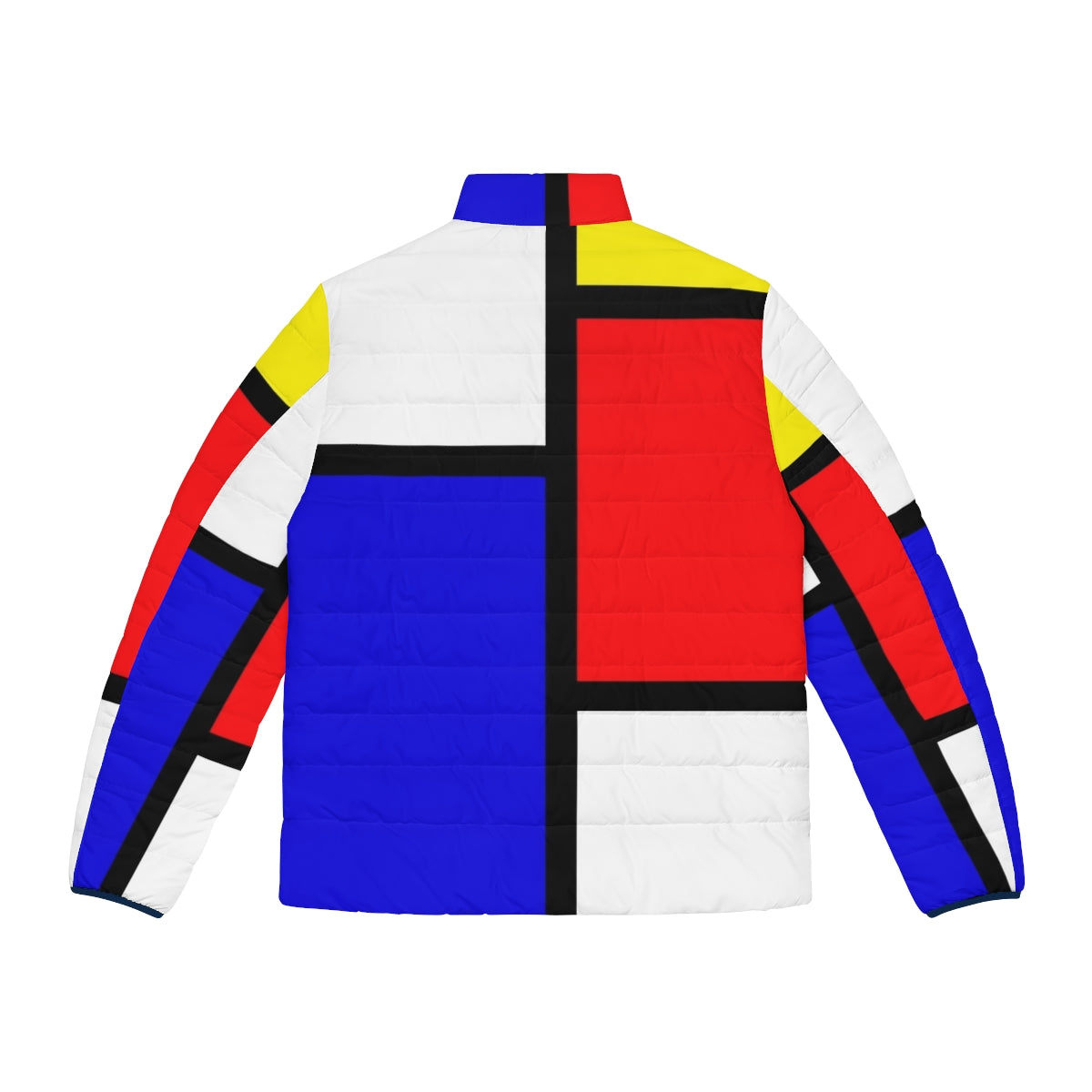 Mondrian inspired geometric puffer jacket in bold primary colors - Back