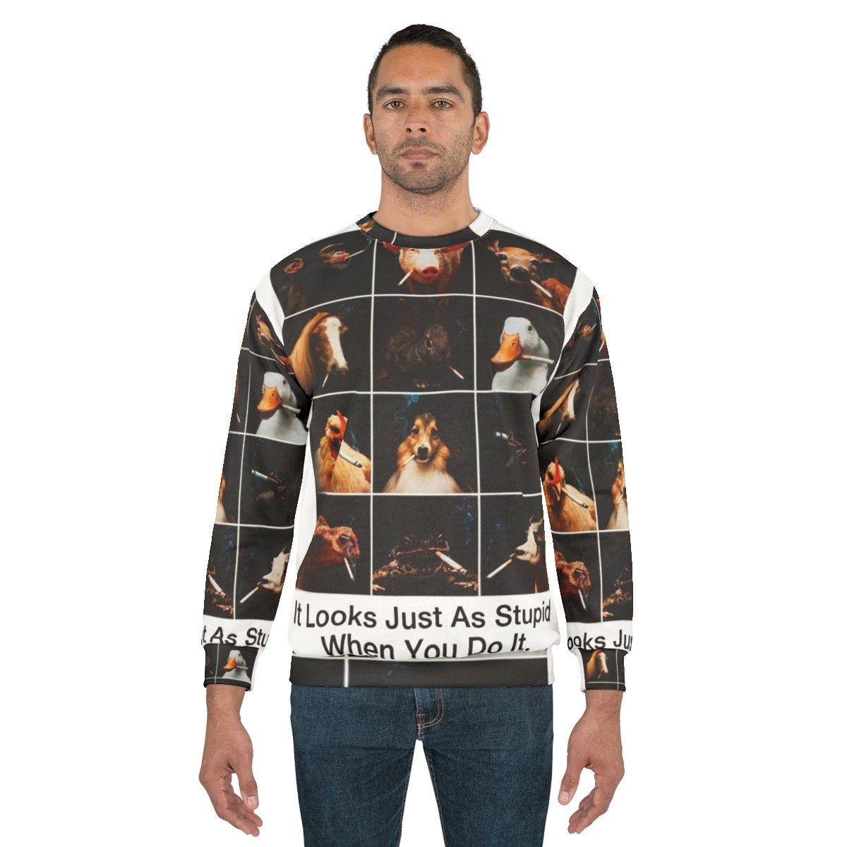 Anti Smoking Animals Sweatshirt - Quit Smoking Awareness Apparel - men