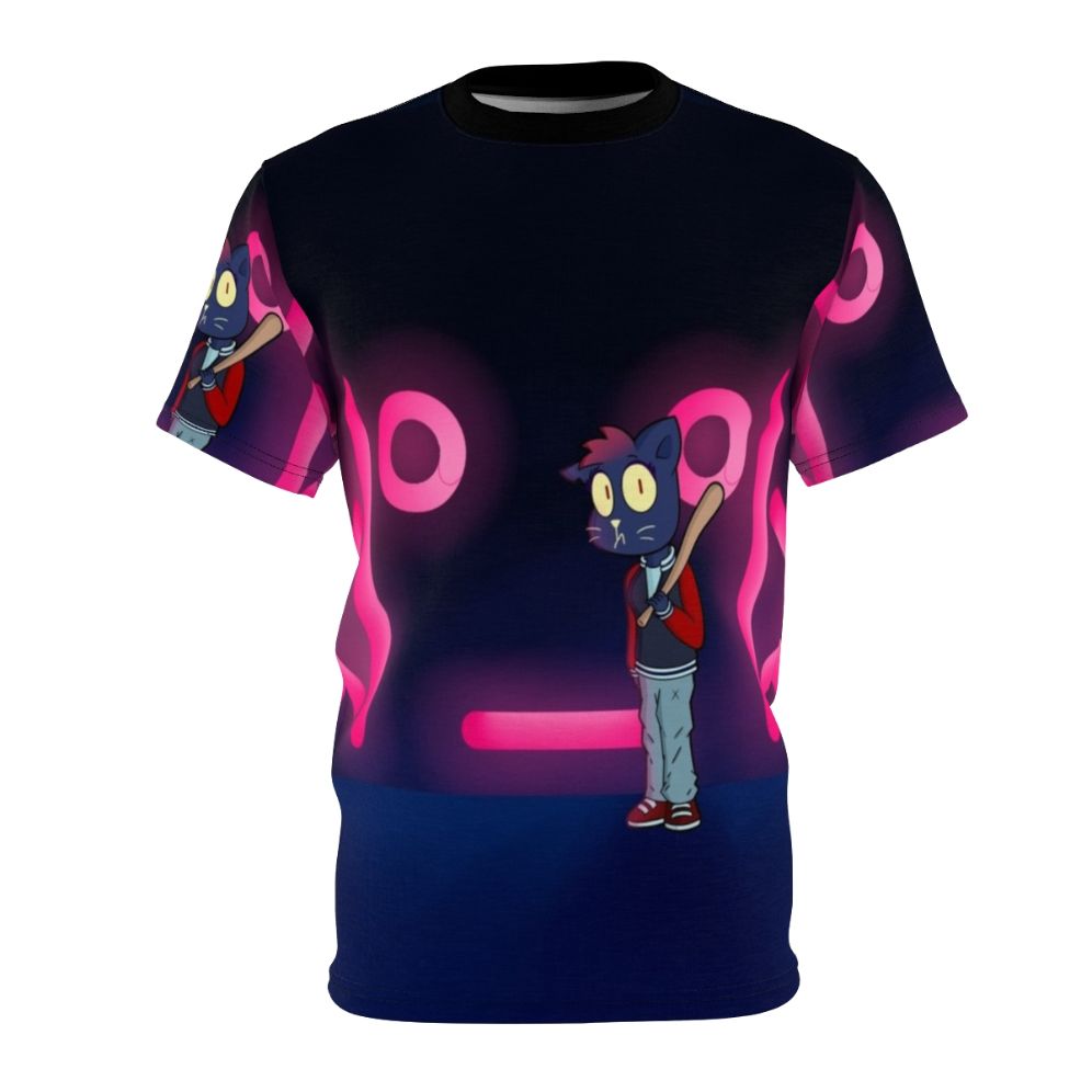 Supernatural fantasy t-shirt design featuring a lone digger character in a dark, gloomy caravan night scene