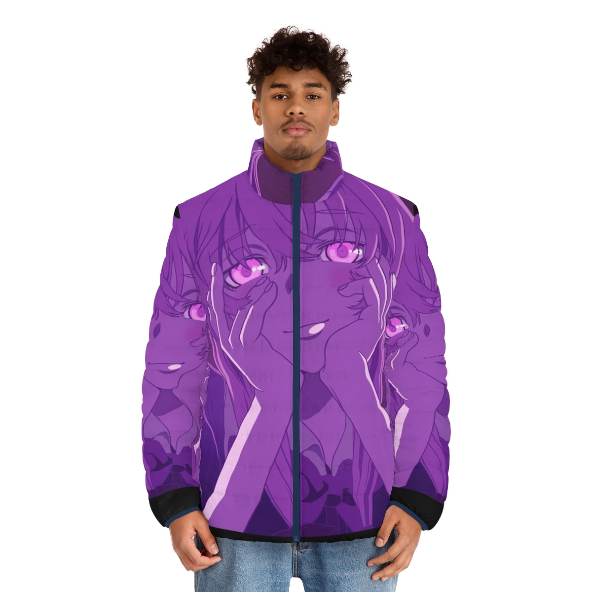 Yuno Gasai Mirai Nikki Future Diary anime-inspired puffer jacket - men front