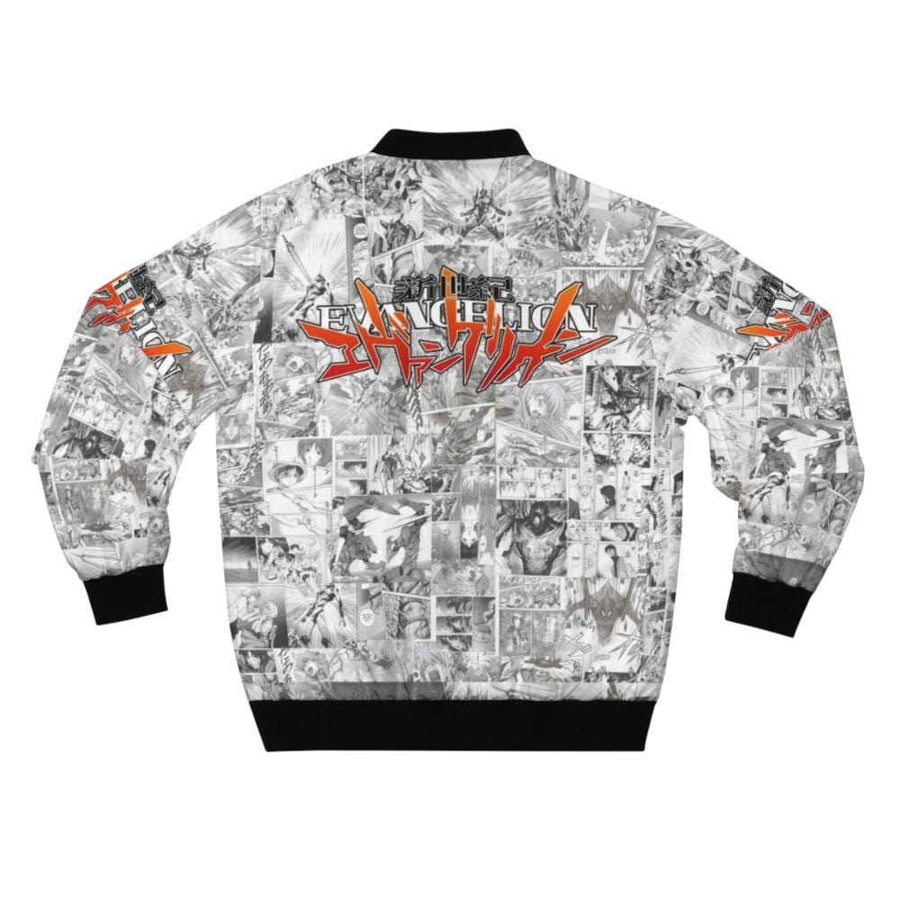 Evangelion Anime Inspired Bomber Jacket with Mecha and Character Designs - Back