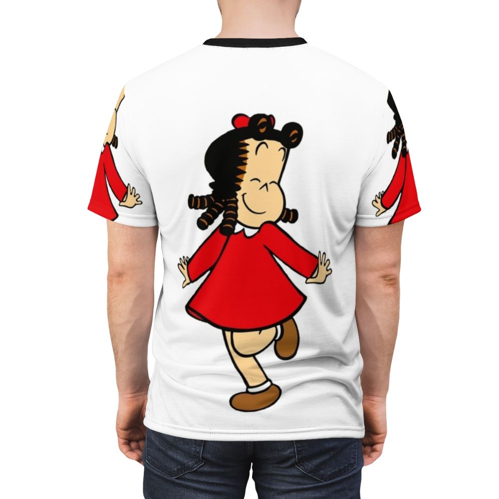 Colorful illustrated t-shirt featuring the iconic character Little Lulu and her adventures. - men back