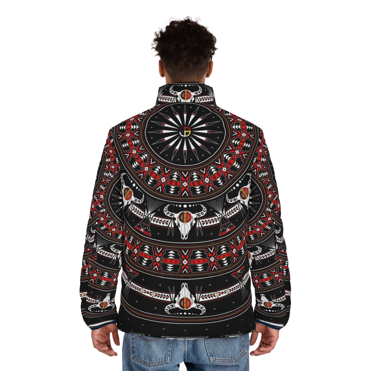 Native American-inspired buffalo puffer jacket - men back