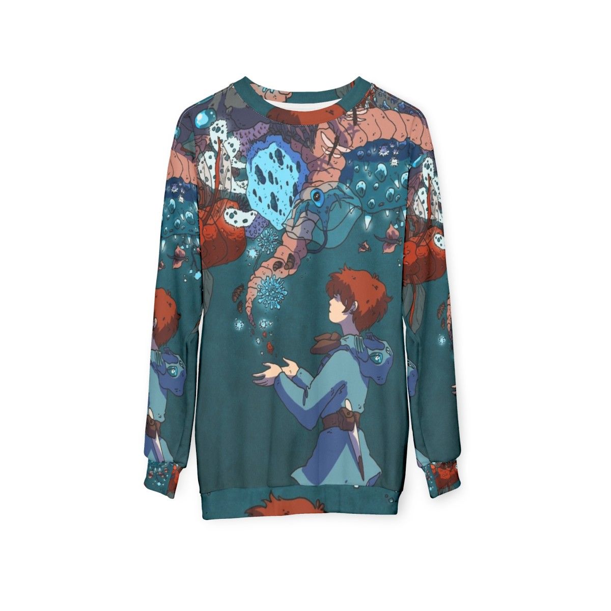 Nausicaa inspired sweatshirt with glowing insect pattern - hanging