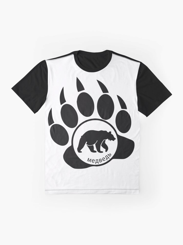 Graphic Russian bear design on a t-shirt - Flat lay