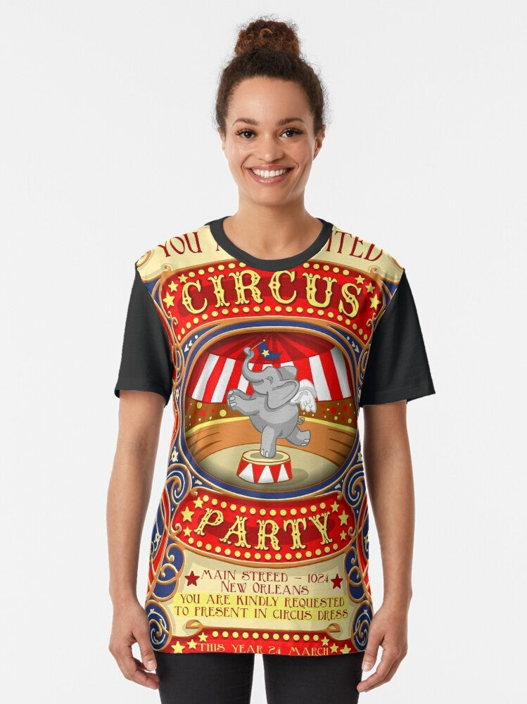 Vintage Dumbo the Flying Elephant circus party graphic t-shirt design - Women