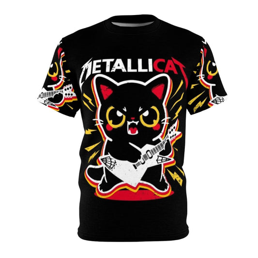 Fierce Feline's Heavy Metal Musing - Rockin' Cat T-shirt design featuring a metalhead cat with an electric guitar