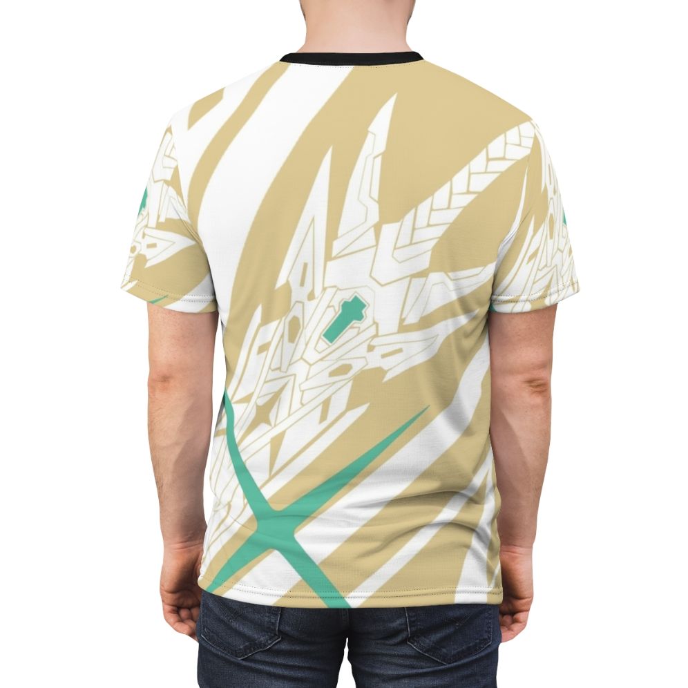 Xenoblade-inspired Aegis Mythra design on a high-quality t-shirt - men back