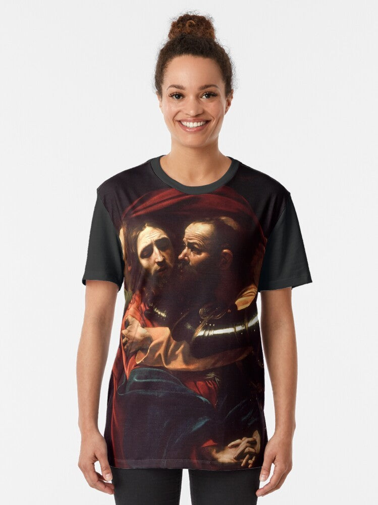 Vintage graphic t-shirt featuring Caravaggio's famous painting "The Taking of Christ" - Women