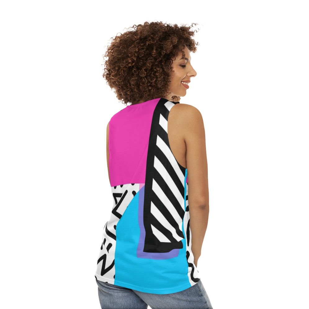 Retro Memphis abstract geometric unisex tank top - women back