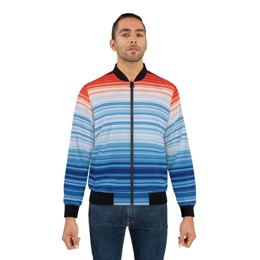 Eco-Friendly Climate Change Stripes Bomber Jacket - Lifestyle