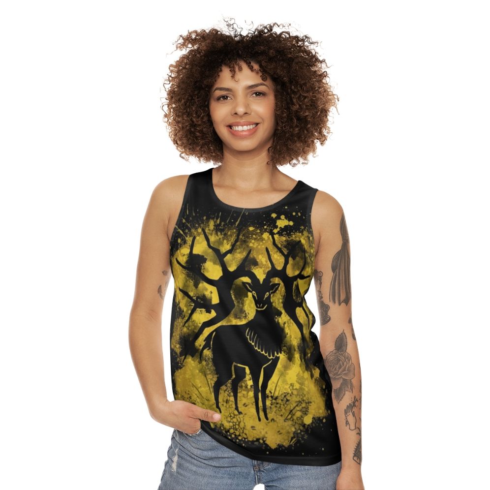 Golden Deer Splatter Unisex Tank Top - women