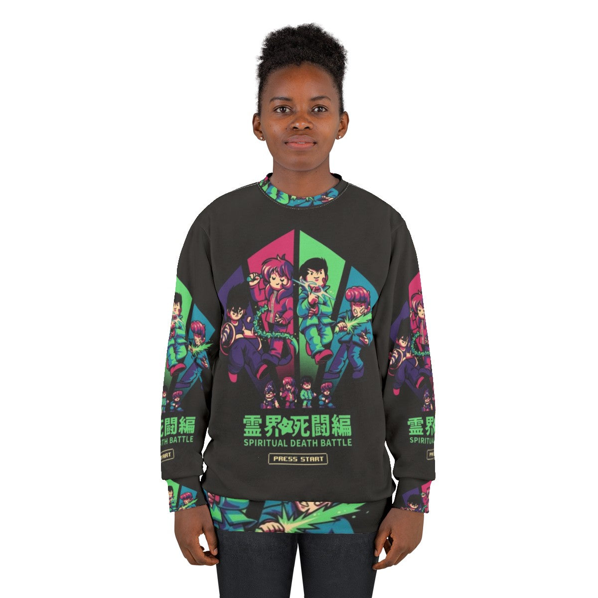 Spiritual Battle Anime Retro Gaming Sweatshirt - women