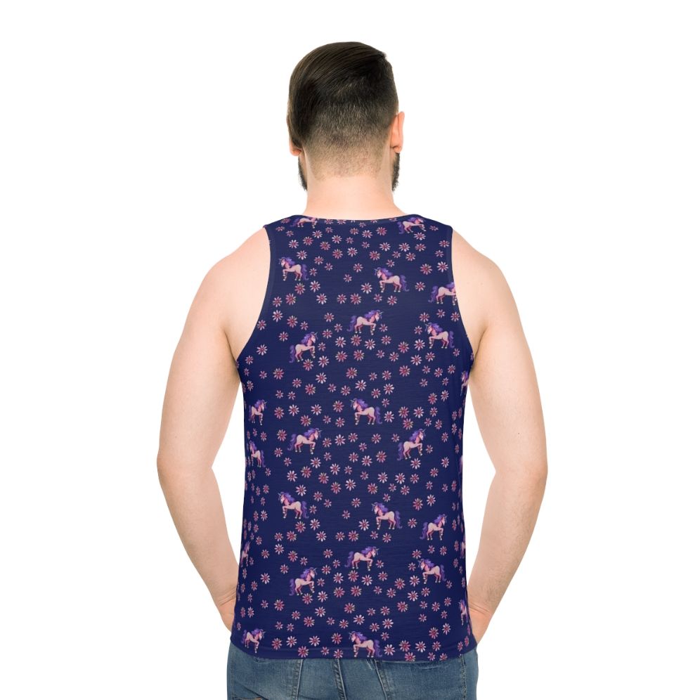 Retro unicorn flowers unisex tank top - men back