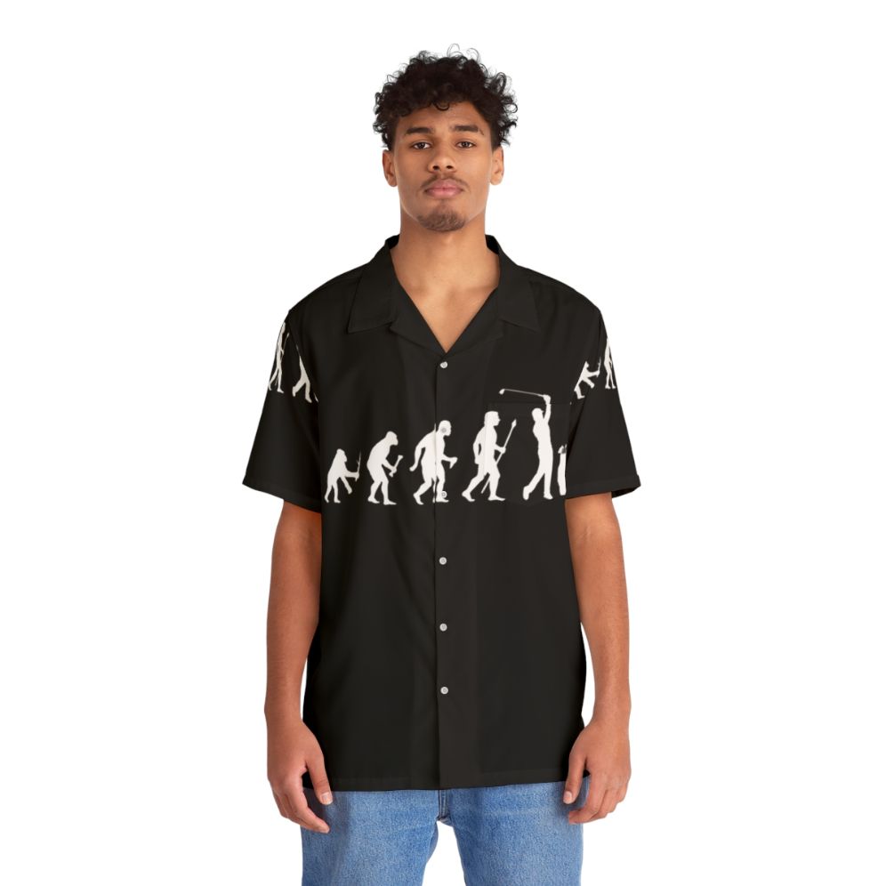 Funny evolution of golf hawaiian shirt for golfers and dads - People Front