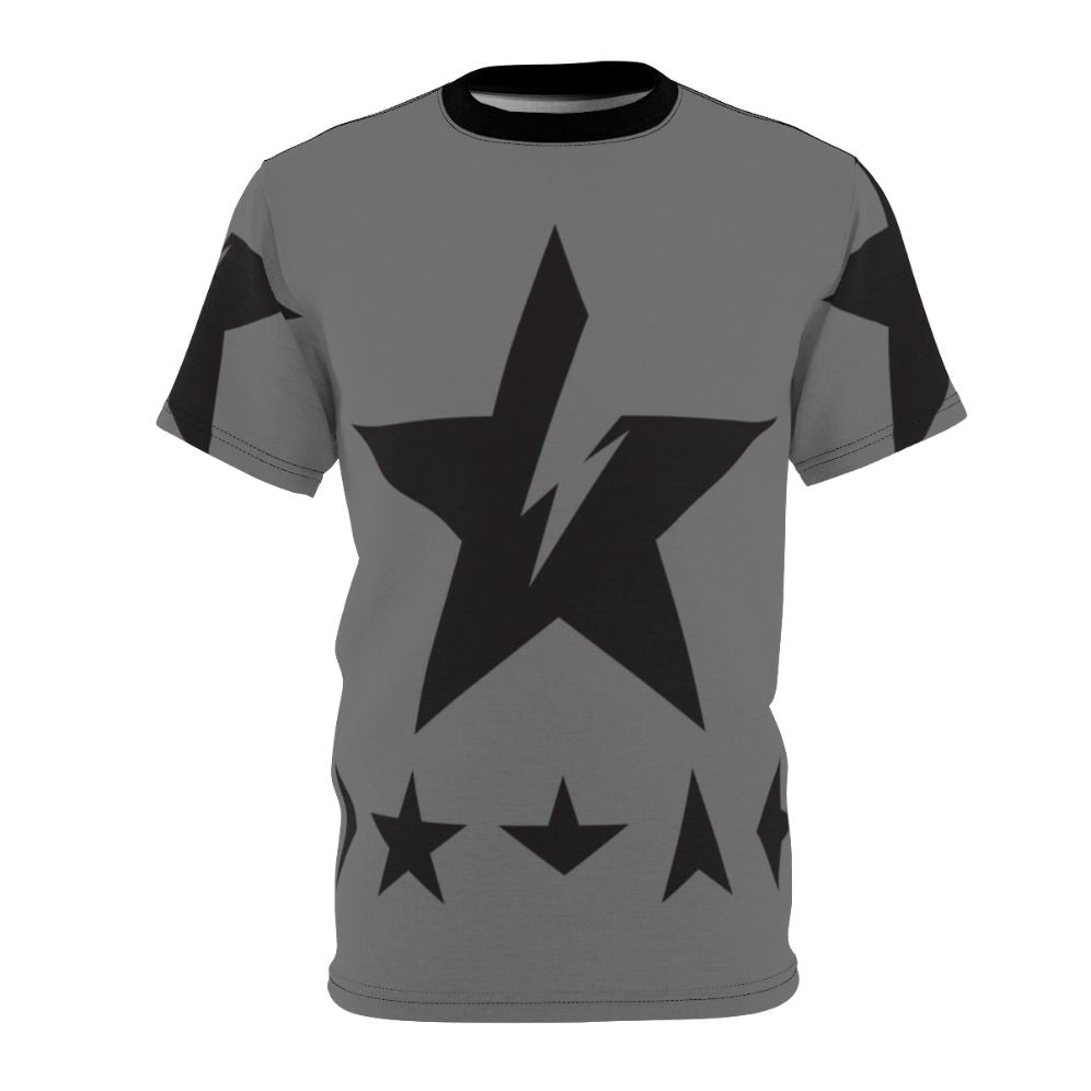 Ziggy Stardust inspired all-over print t-shirt featuring David Bowie's iconic imagery