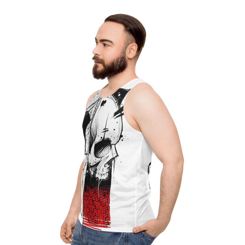 Cyberpunk urban gothic fashion unisex tank top - men side