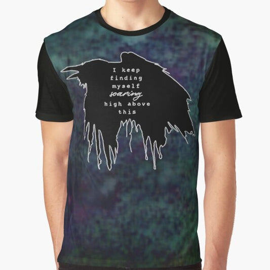 Impossible graphic t-shirt with minimalist grunge style and song lyrics