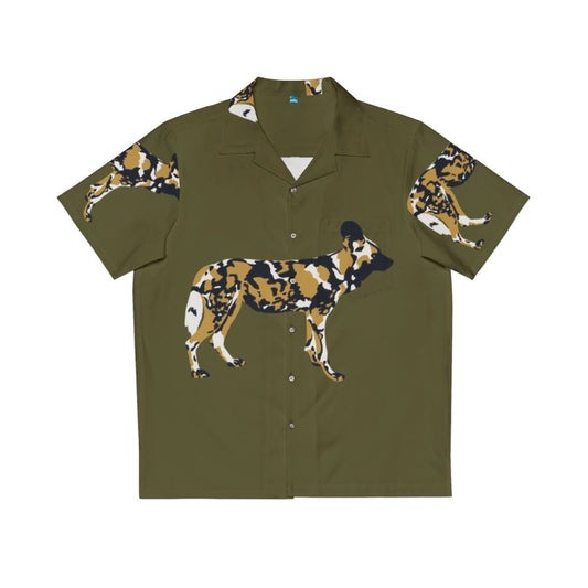 African Painted Dog Portrait on Hawaiian Shirt