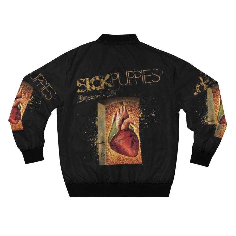 Sick Puppies Bomber Jacket with band logo and "Dressed Up as Life" design - Back