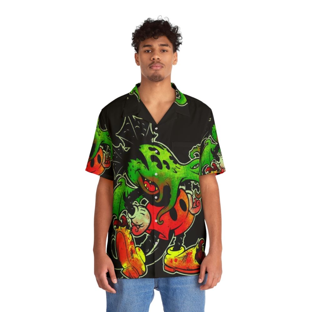 Mickhulhu Mouse Color Hawaiian Shirt featuring Cthulhu and Tentacle Design - People Front