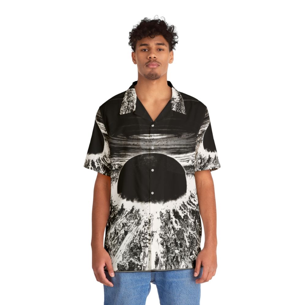 Akira Neo Tokyo Explosion Hawaiian Shirt featuring neon city and apocalyptic style - Lifestyle