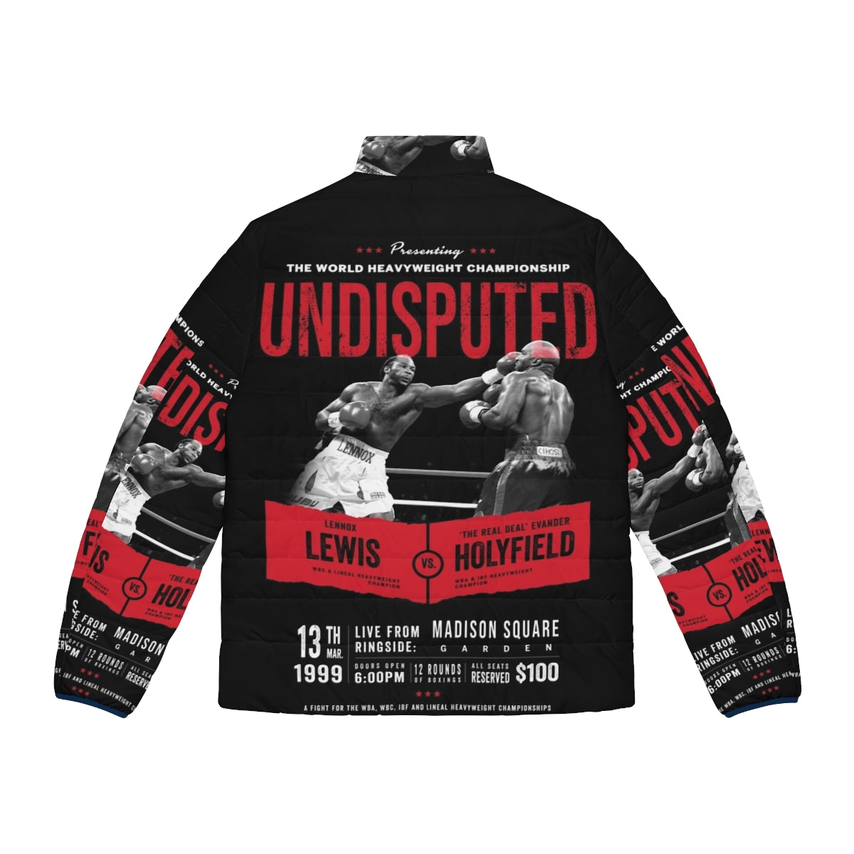 Lennox Lewis vs Evander Holyfield Undisputed Boxing Puffer Jacket - Back