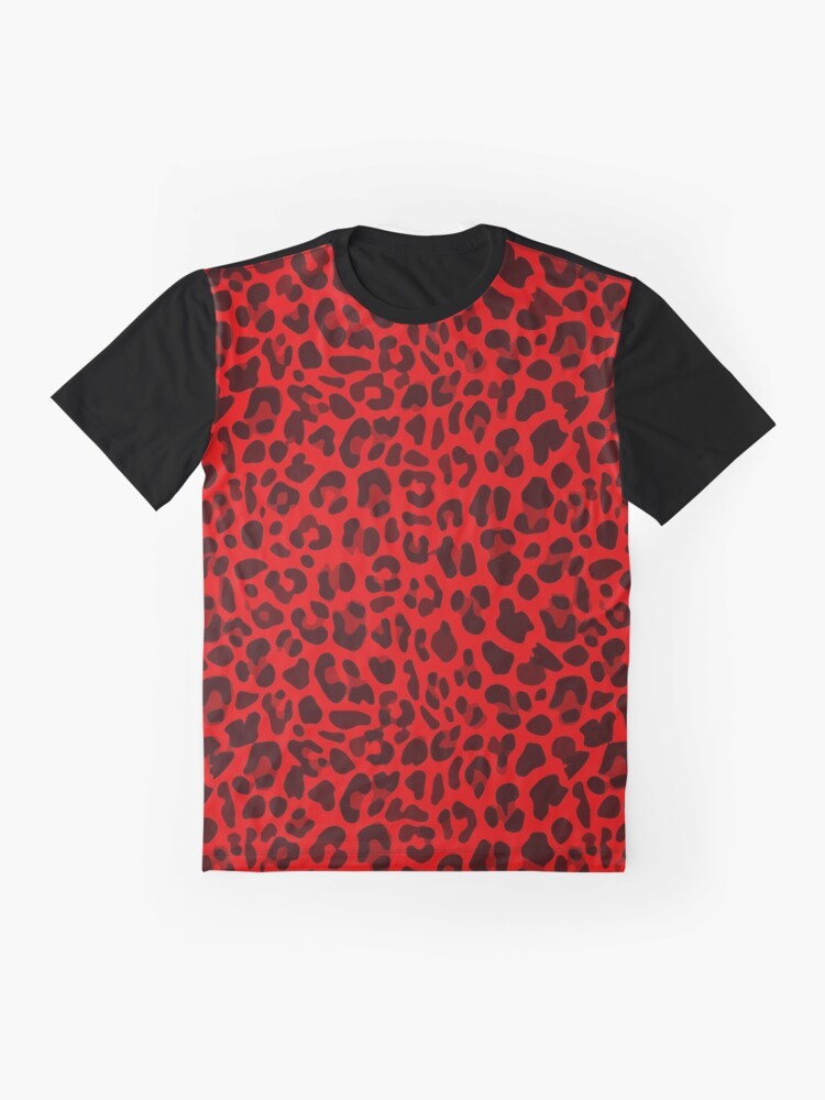 Vibrant red leopard print graphic t-shirt - Flat lay