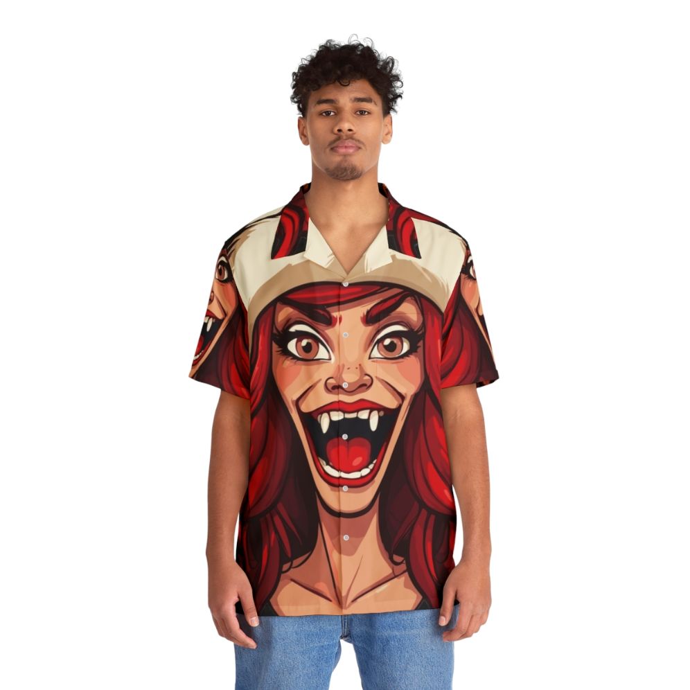 Vibrant Santa Big Mouth Hormone Monster Hawaiian Shirt - People Front