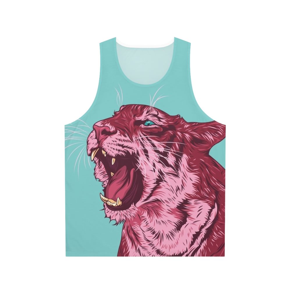 Magenta tiger vector art on unisex tank top