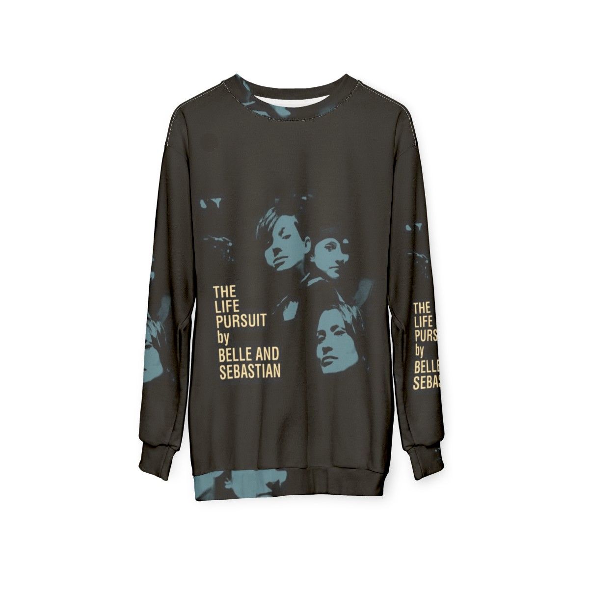 Belle and Sebastian Band Sweatshirt with Indie Music Lyrics - hanging