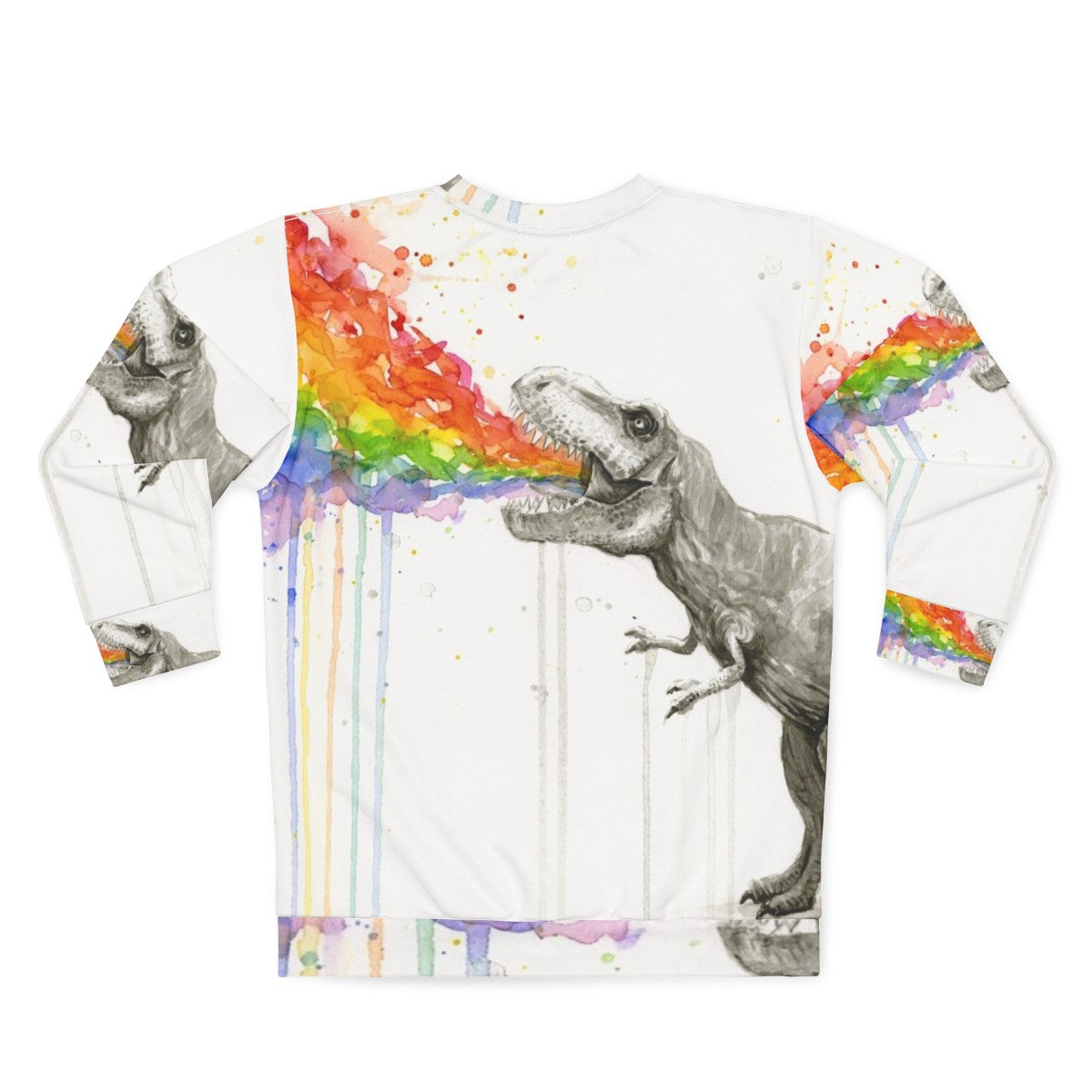 Colorful T-Rex Rainbow 'Puke' Sweatshirt - Back