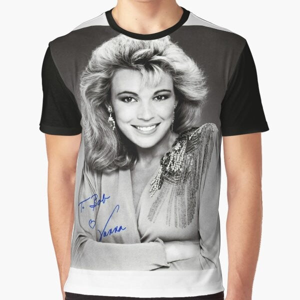 Vanna White Autographed Black and White Photo Graphic T-Shirt