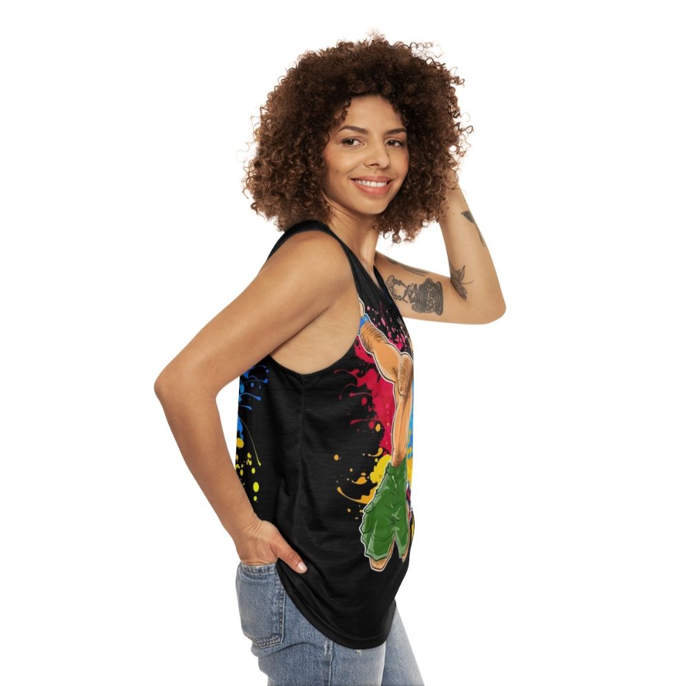 Unisex tank top with bear, otter, and pride designs - women side