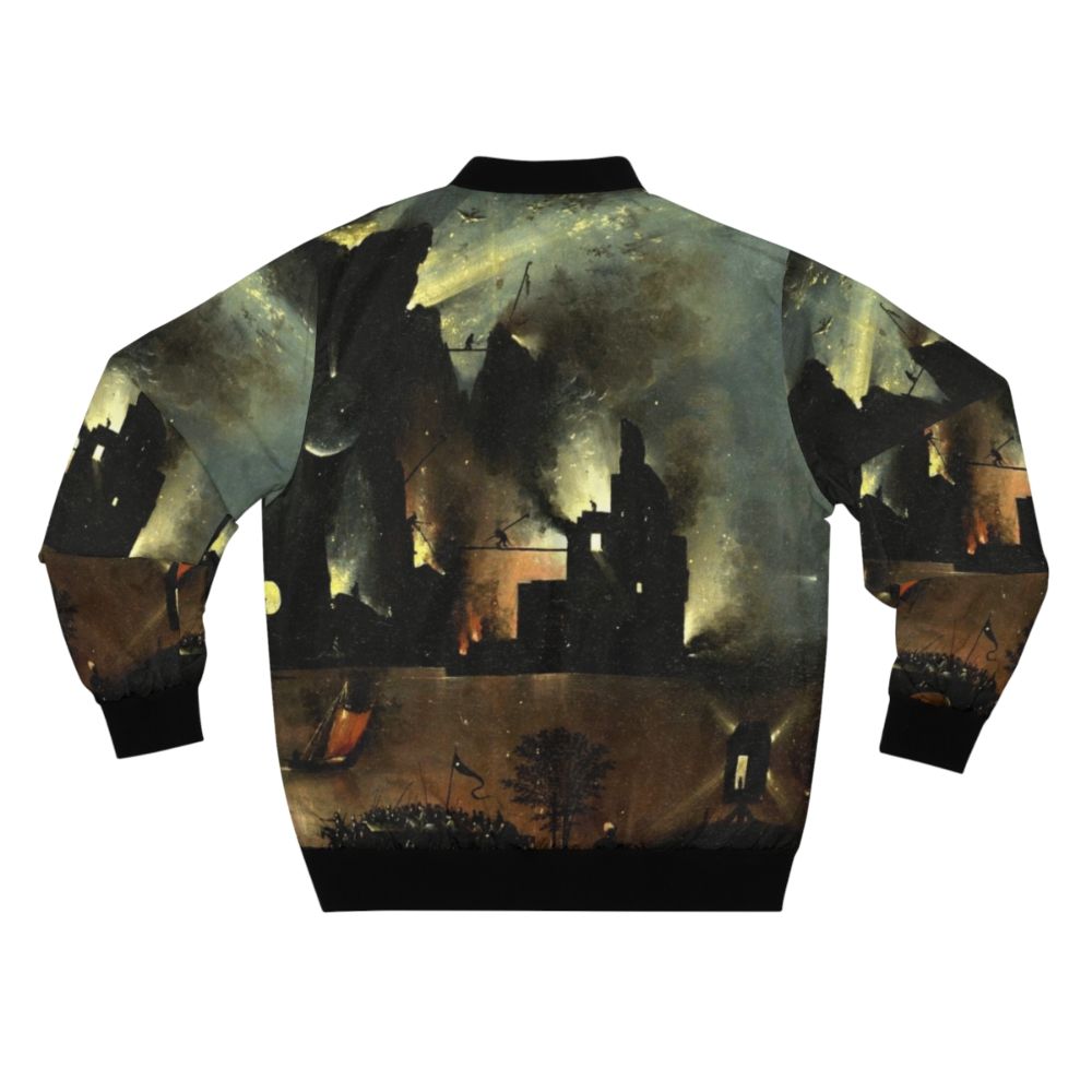 Hieronymus Bosch inspired bomber jacket featuring hell-themed imagery - Back