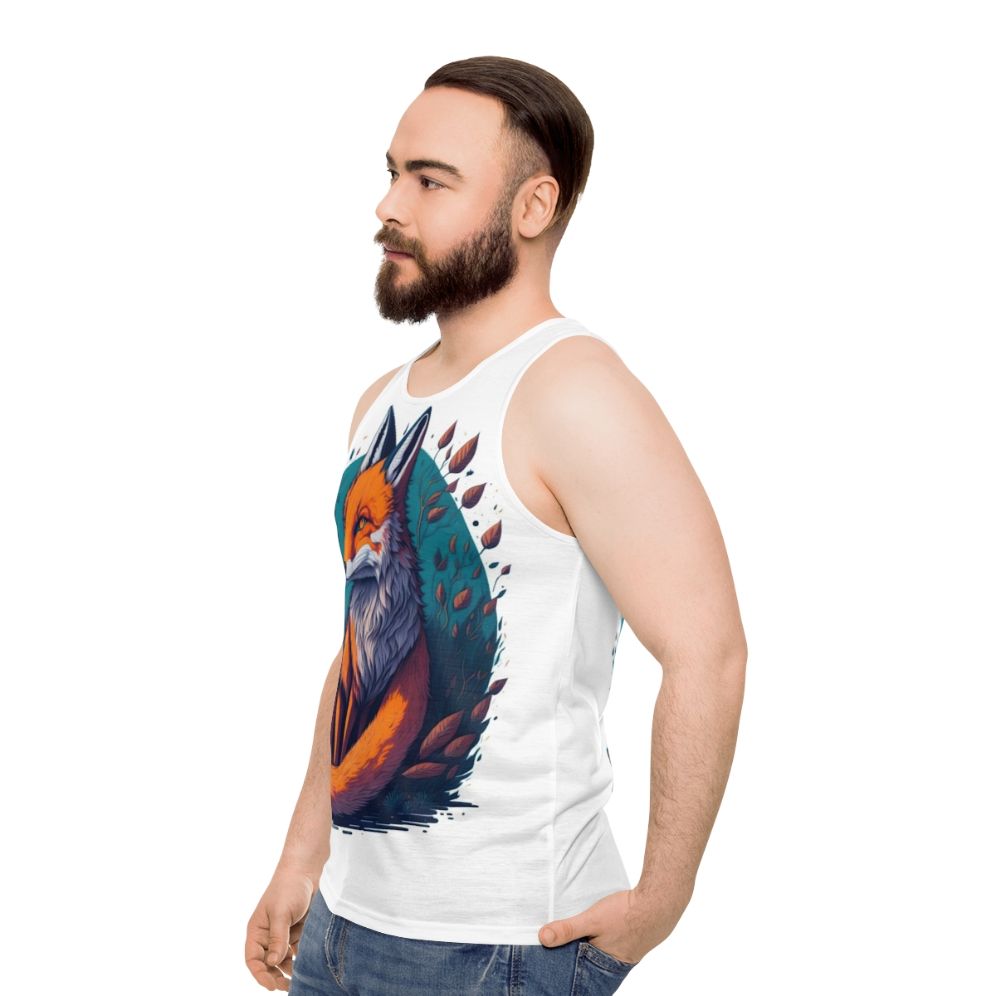 Legendary Fox Unisex Tank Top with Pastel Watercolor Fantasy Design - men side